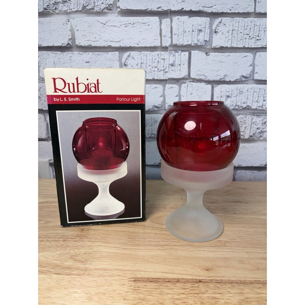 Vintage L E Smith Rubiat Candlelight Candle holders Ruby Red MCM Rare